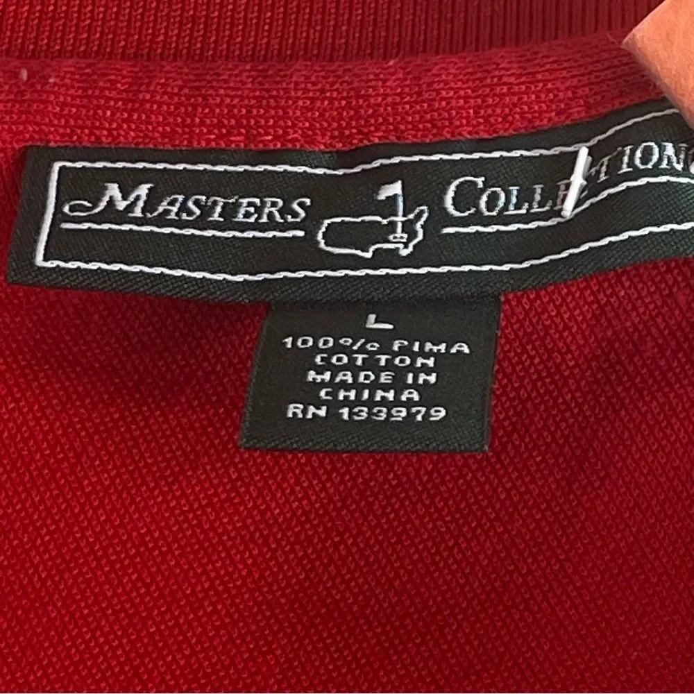 Men's Masters Collection 100% Pima‎ Cotton Red Polo Embroidered Logo Large - Picture 9 of 9
